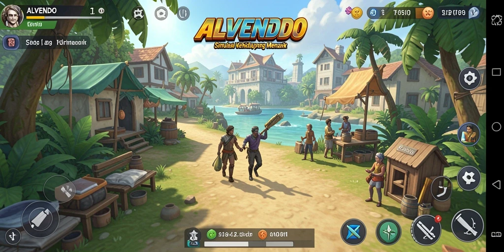 Screenshot gameplay ALVENDO yang menampilkan simulasi kehidupan yang menarik.