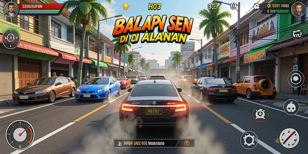 Screenshot utama H03 menampilkan gameplay balapan yang intens dan mendebarkan.