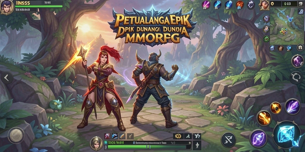 Tampilan gameplay epik di dunia fantasi INS55.