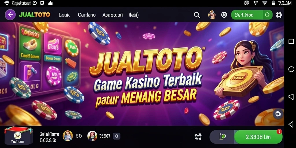Tampilan gameplay <strong>JUALTOTO</strong> dengan suasana kasino yang mendebarkan.