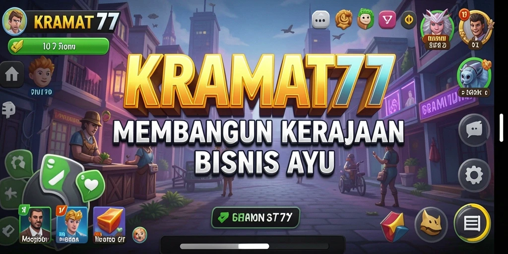 Tampilan gameplay KRAMAT77 menunjukkan manajemen bisnis yang mendalam.