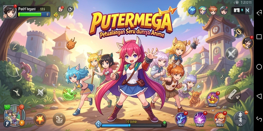 Tampilan gameplay PUTERMEGA menampilkan aksi seru dalam dunia Anime.