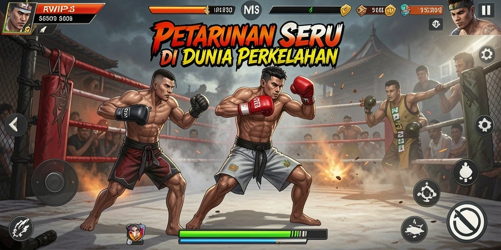 Tampilan gameplay menarik dengan pertarungan yang mendebarkan.