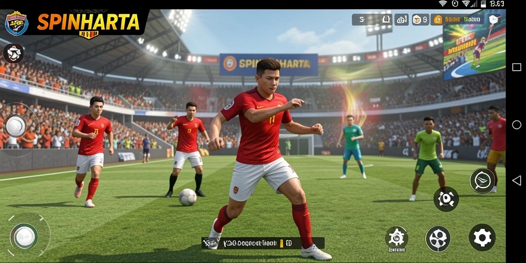 Tampilan gameplay seru di SPINHARTA dengan berbagai tantangan olahraga.
