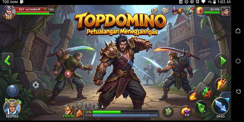 Tampilan screenshot utama TOPDOMINO menampilkan gameplay RPG yang mendebarkan.