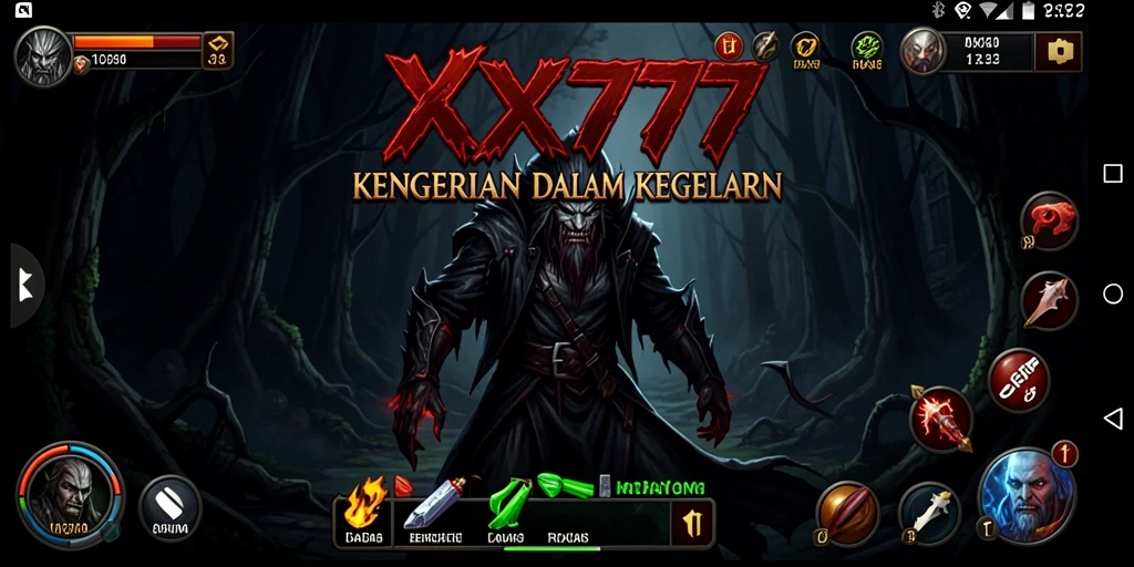 Tangkapan layar yang menakutkan dari gameplay XXX777 di kegelapan.